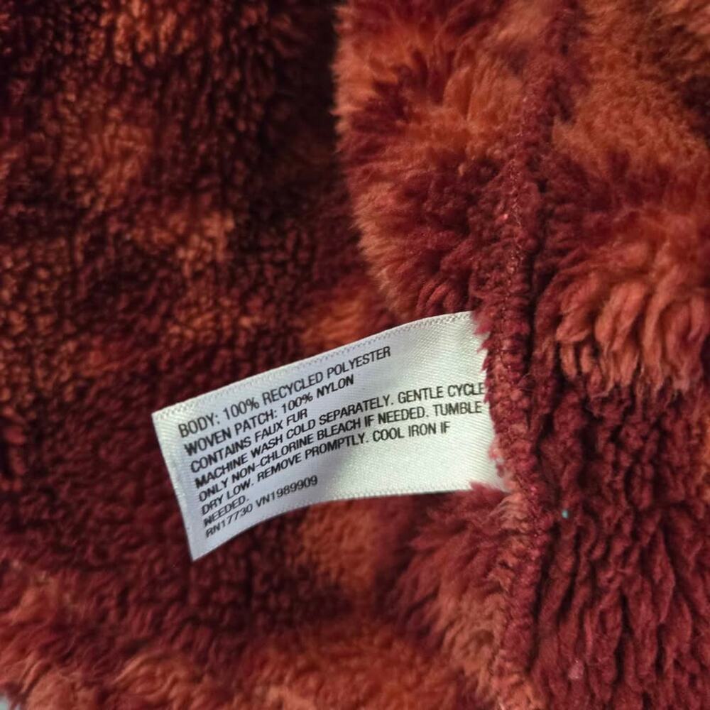 JoyLab Fleece Checkered Full Zip Sherpa Jacket Red Orange Large - Picture 4 of 5